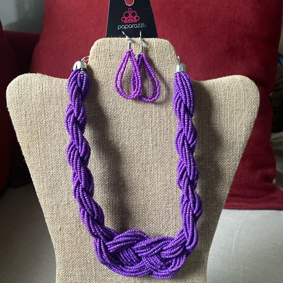 Paparazzi purple beaded necklace set - Picture 1 of 1